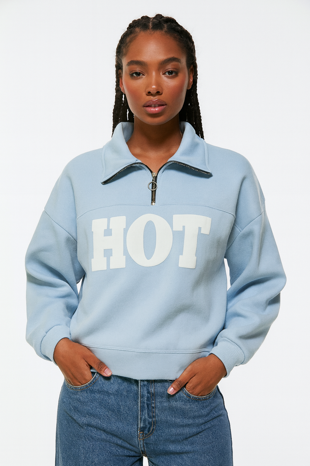 دورس نیم زیپ طرح HOT در ۶ رنگ